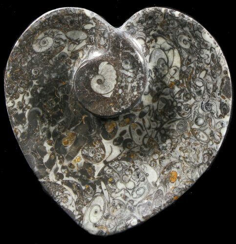 Heart Shaped Fossil Goniatite Dish #39368
